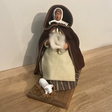 Grand Santon Provençal Collection Personnage Bergère Mouton Fileuse Laine 22 cm