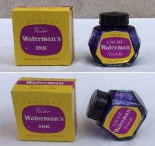 FLACON D'ENCRE VIOLETTE  VIDE - WATERMAN - FABRICATION JIF PARIS - VINTAGE