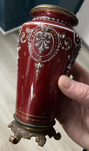 Beau vase laiton emaillé - beau,