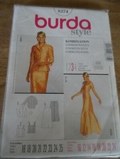 8374 PATRON" BURDA 3 CREATIONS JUPE LONGUE TOP ET VESTE CEREMONIE  38 AU 52