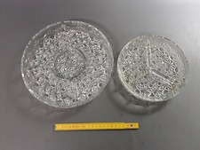 Lot 2 anciens plateaux apéritif en verre vintage french antique dish