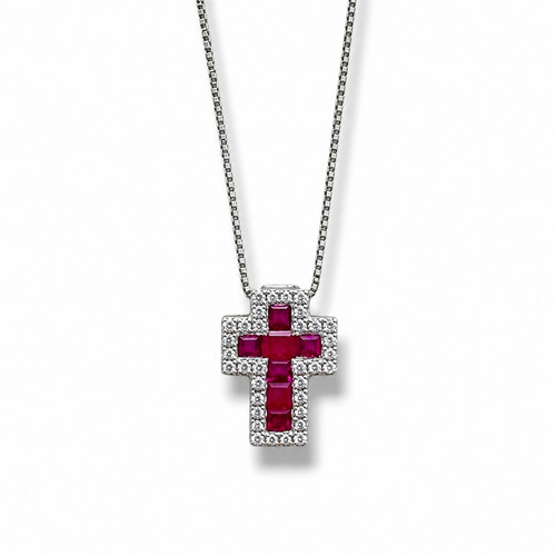 Collier croix blanc 750 - collier,