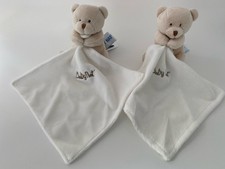 5732🌟lot 2 Doudou Plat ours Naturel Beige Blanc mouchoir Baby Nat Babynat