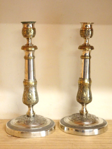 Paire bougeoirs louis xvi - paire,