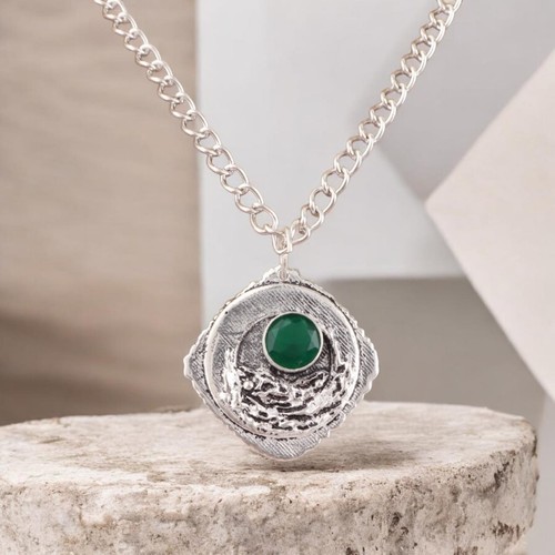 Pendentif onyx vert rond - pendentif,