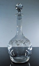 ART DECO GRAND CARAFE A VIN CRISTAL TAILLE ET GRAVE EN AIGUILLE MEISENTHAL