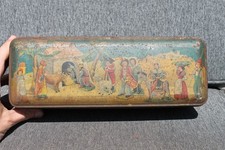 Ancienne Boite Tôle Lithographiée Crèche Provencale Biscottes Prior