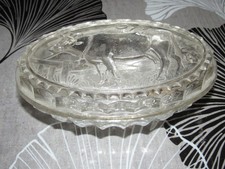 Ancien beurrier  de campagne en verre décor de vache années 1950