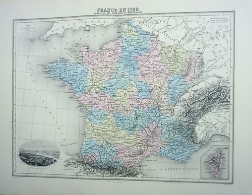 Antique carte france en - carte, la