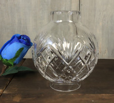 Ancien Tulipe Globe Verre Lampe à Pétrole en Cristal Taillé pour Lustre Applique
