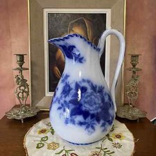 Grand broc de toilette ancien en faïence de U & C Sarreguemines modèle Anémone