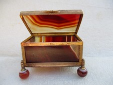 Boîte,coffret à bijoux. Plaques d'agate, monture laiton,époque Napoléon III. XIX