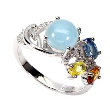 925 Bague en Argent Rond