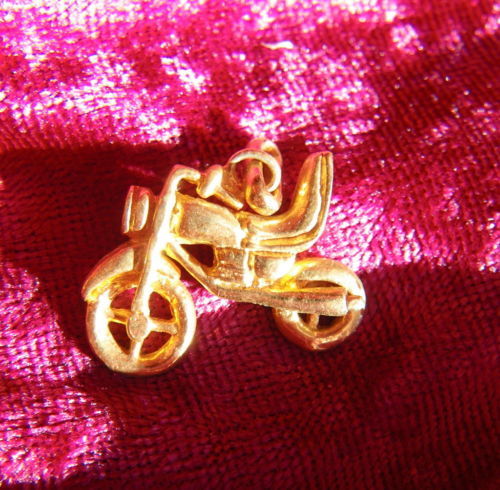 Pendentif plaque moto biker - or,
