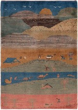 Gabbeh Tapis persan noué à
