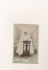 Grande CDV jeune fille communiante Emile Denis Bordeaux prie-dieu voile missel