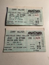 LOT de 2 Places de concert JOHNNY HALLYDAY 04/10/1990 - PARIS BERCY