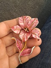 Ancienne Grande Broche Forme Fleur Métal Art Deco Vintage Design 