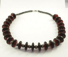 Collier vintage marron perles