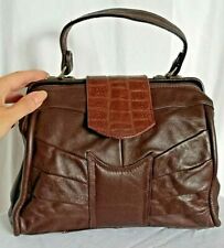 Sac style diligence, médecin,en cuir, ancien, marron