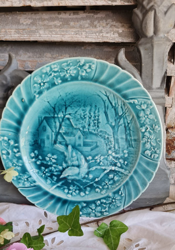 Ancienne assiette bleue - assiette,