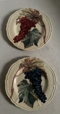 2 Grandes Assiettes Decor Grappe Raisins Ligne Princesse Bacchus Italie 