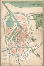 PLAN  ANCIEN de ville de DUNKERQUE - NORD (59) -  édition 1877