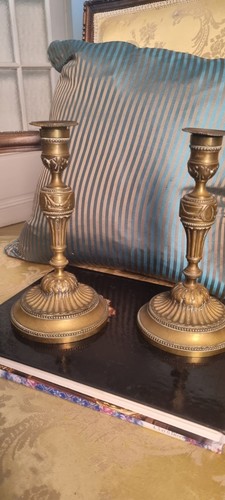 Paire bougeoirs bronze style - paire,