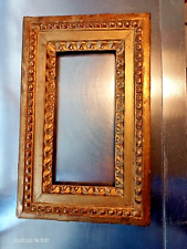 Rare petit CADRE Bois Sculpté Doré LOUIS XVI-18ème-décor de perles et raie cœur