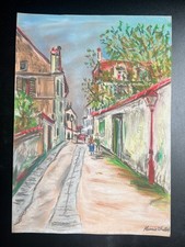 Tableau papier technique mixte Maurice Utrillo (fait main) signé et estampillé