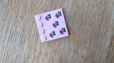 Lego belville 6179px3 Tuile 4 x 4 avec Tenons sur Bord avec Five Dark Rose Roses