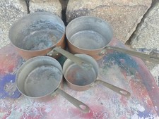 Lot de 4 casseroles en cuivre Manche en laiton Made in France 12 à 20cm