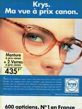Publicité Advertising 099  1992  Opticiens Krys   montures & verres lunettes