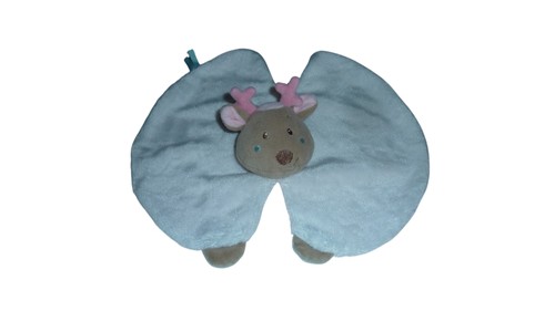 Doudou renne plat blanc rose - ,
