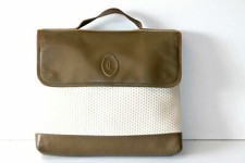 CL Sac Sacoche Femme Cuir Kaki et Synthétique Blanc Cassé BE