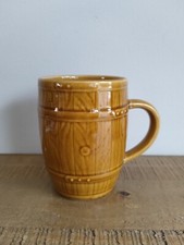 Chope à Bière ou à Cidre en faience de Gien - Décor Faux Bois - Vintage 