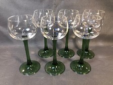 Lot de 6 verres à vin d'Alsace pied en verre vert vintage 15cl en très bon état