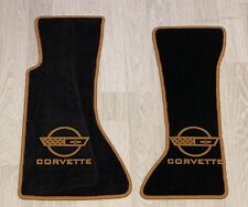 Tapis De Sol Pour Chevrolet Corvette C4 Noir Cognac Velours 2 Pièces.