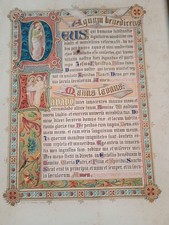 Tableau Gravure ancienne Druck Creuzbauer. Enluminure polychrome 