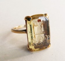 Bague OR + citrine  intaille