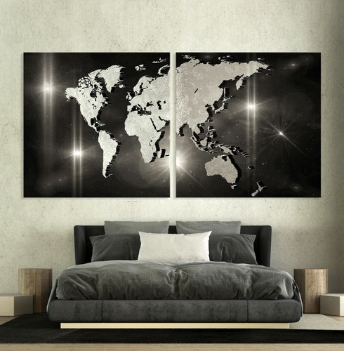 Carte monde toile abstrait - toile,