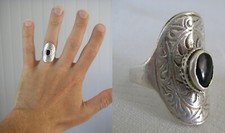 TAILLE 55 belle bague SERTIE ONYX en Argent MASSIF / 7gr N°172 solid silver