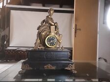 Pendule de cheminée française ancienne du 19ème siècle en ardoise et ardoise...