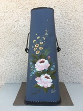 Ancien seau à charbon peint / Motif floral / Déco / Accessoire de maison
