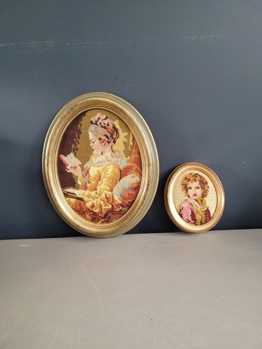 Paire tableaux broderies - de,