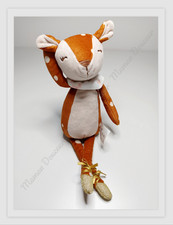 Peluche/Doudou Biche/Faon Marron Blanc Crème Ballerines Dorées Or  Sergent Major