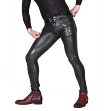 Hommes PU Cuir Pantalon Skinny