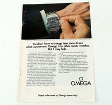 Omega Montre Megaquartz Time Zone Vintage Original Imprimé Annonce 1975 M767