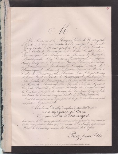 1884 faire part décès - 1884,