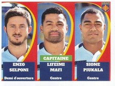 353 SELPONI - MAFI - PIUKALA USAP PERPIGNAN PRO D2 STICKER PANINI RUGBY 2018